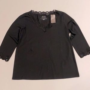 J Jill Sleepwear XSmall Petite Black Night Shirt New D23